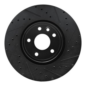 Jaguar XE Brake Rotor (1) - Front Right - R1 Concepts - Drilled & Slotted - Black - `17-`19